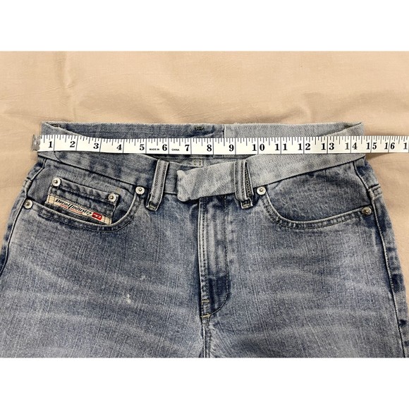Diesel Serpa Womens Size 27 Light Blue Denim Jeans Bootcut Flare Belted Italy - Picture 10 of 12